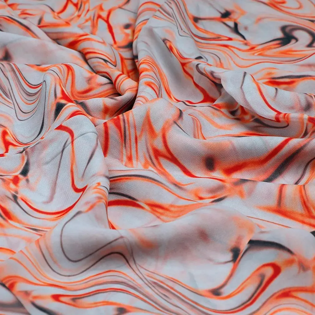 Multicolor Abstract Pure Georgette Printed Fabric - Image 3