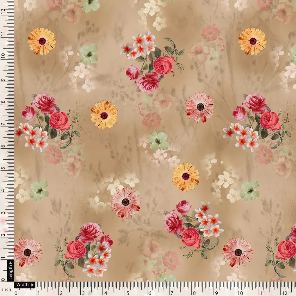 Multitype Of Flower Sunflower And Roses Digital Printed Fabric - Image 5