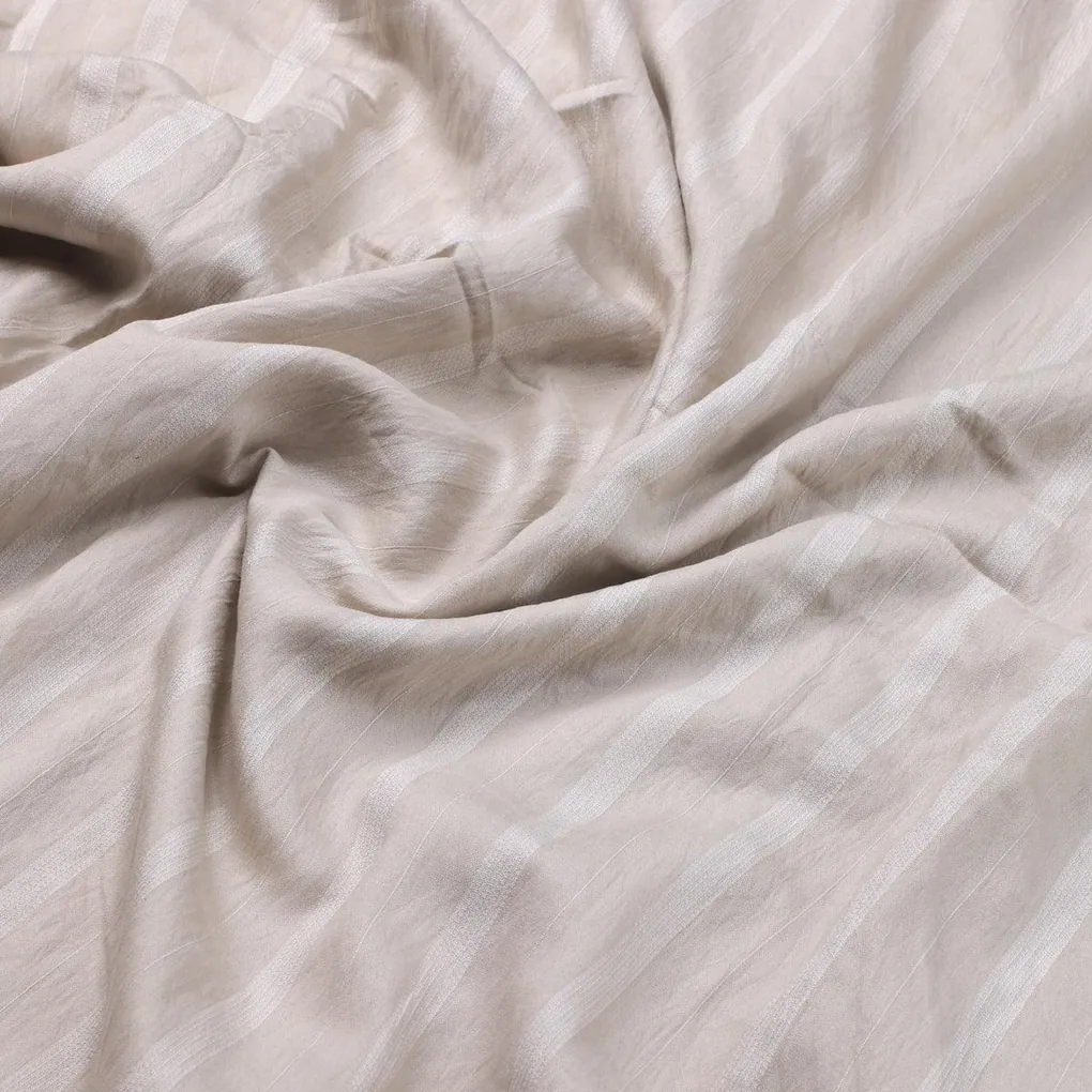 Mushroom Gray Colour Bengal Stripes Self Patterned Dyed Fabric - Image 3