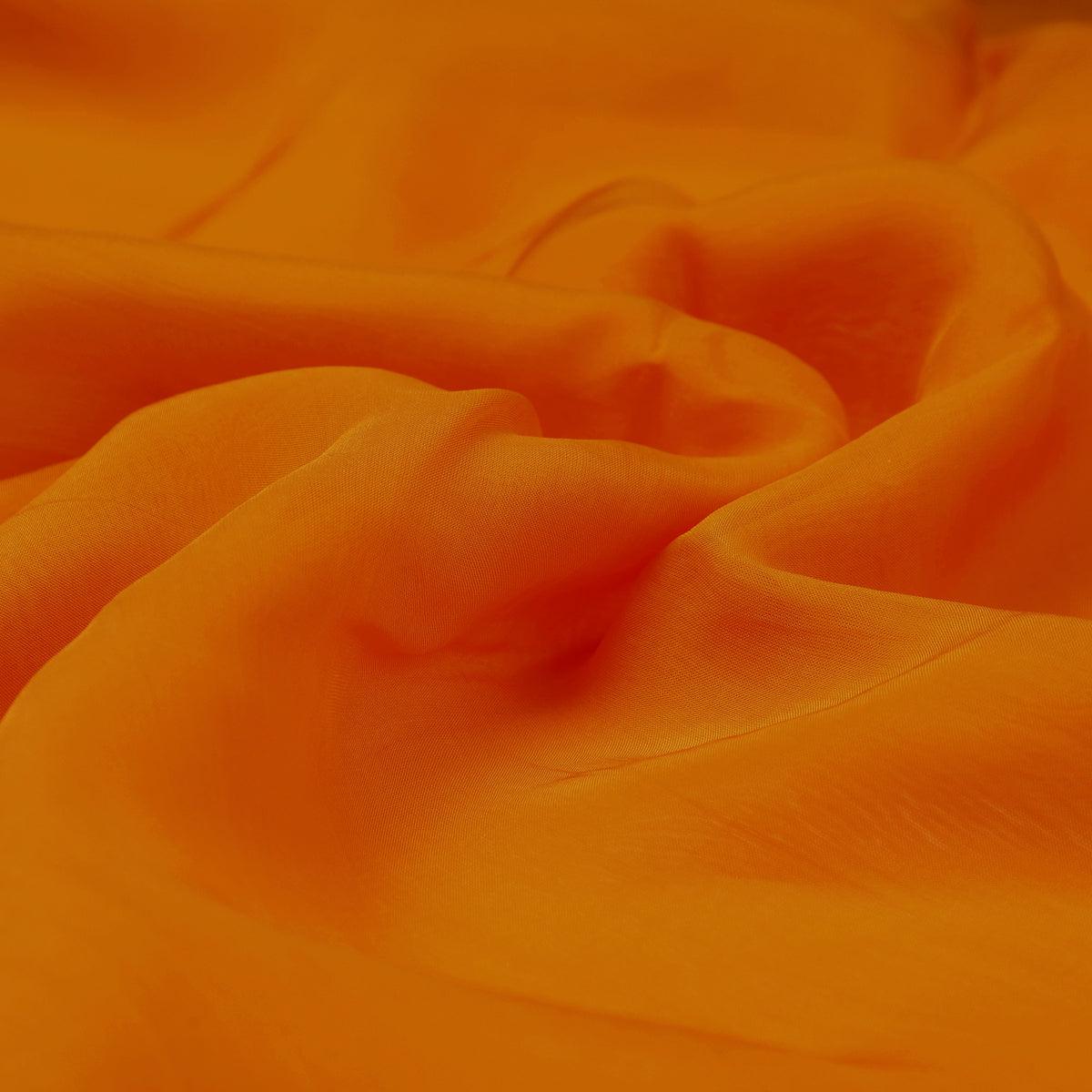 Mustard Yellow Colour Pure Organza Plain Dyed Fabric - Image 3