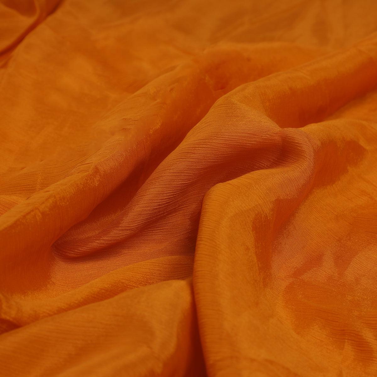 Mustard Yellow Colour Pure Chinon Plain Dyed Fabric - Image 3