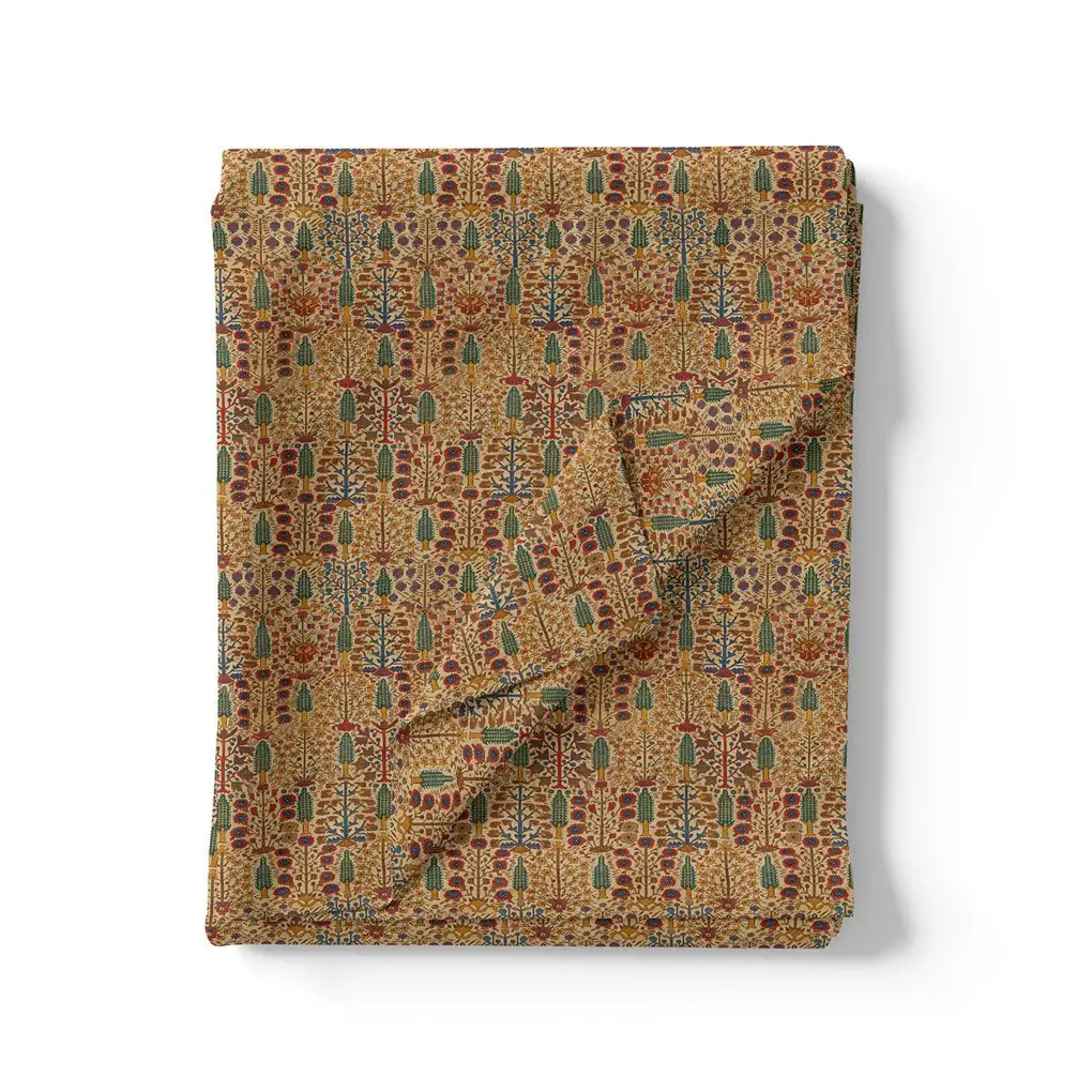 Mustard Yellow Decorative Pashmina Printed Fabric - Image 3