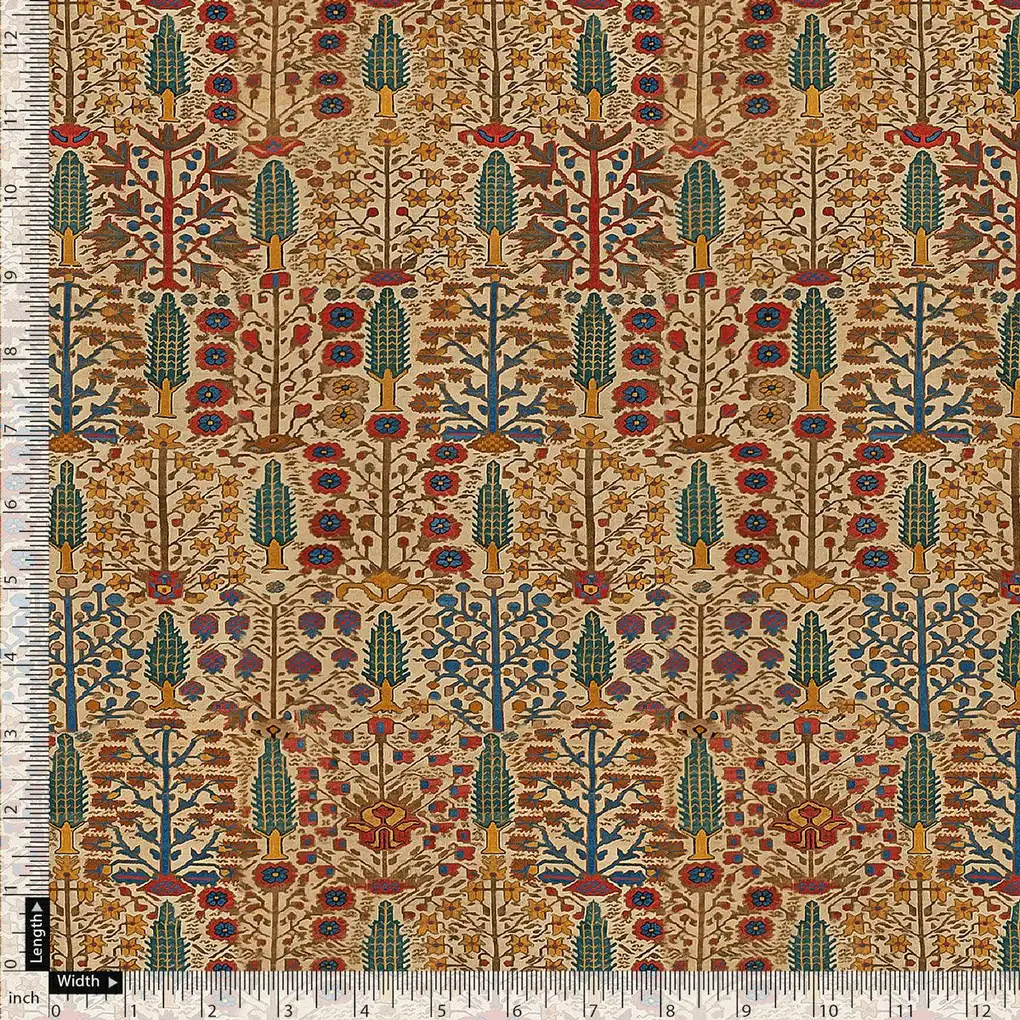 Mustard Yellow Decorative Pashmina Printed Fabric - Image 5