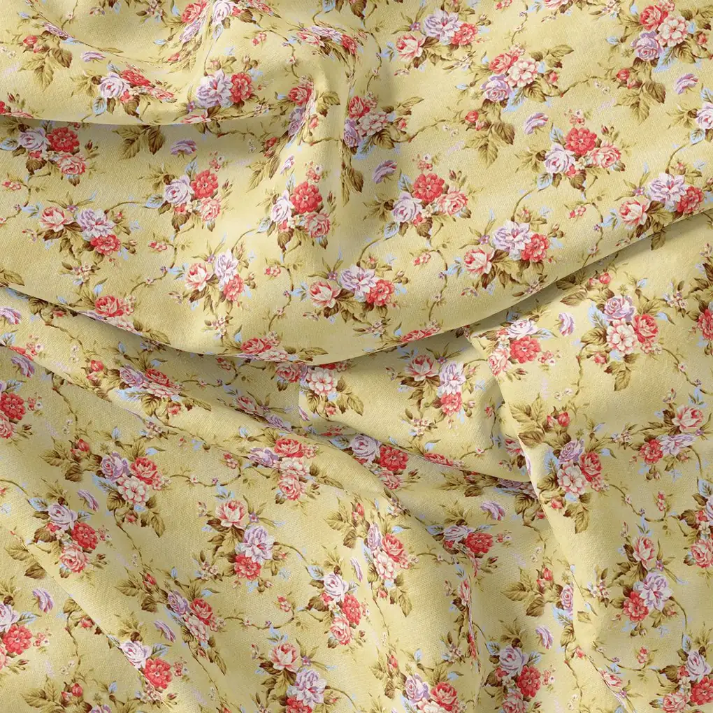 Musterd Yellow Flower Weightless Printed Fabric - Image 4