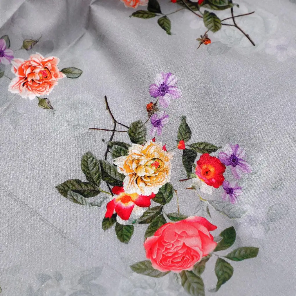 Natural Colourful Roses Digital Printed Fabric - Pure Cotton - Image 3