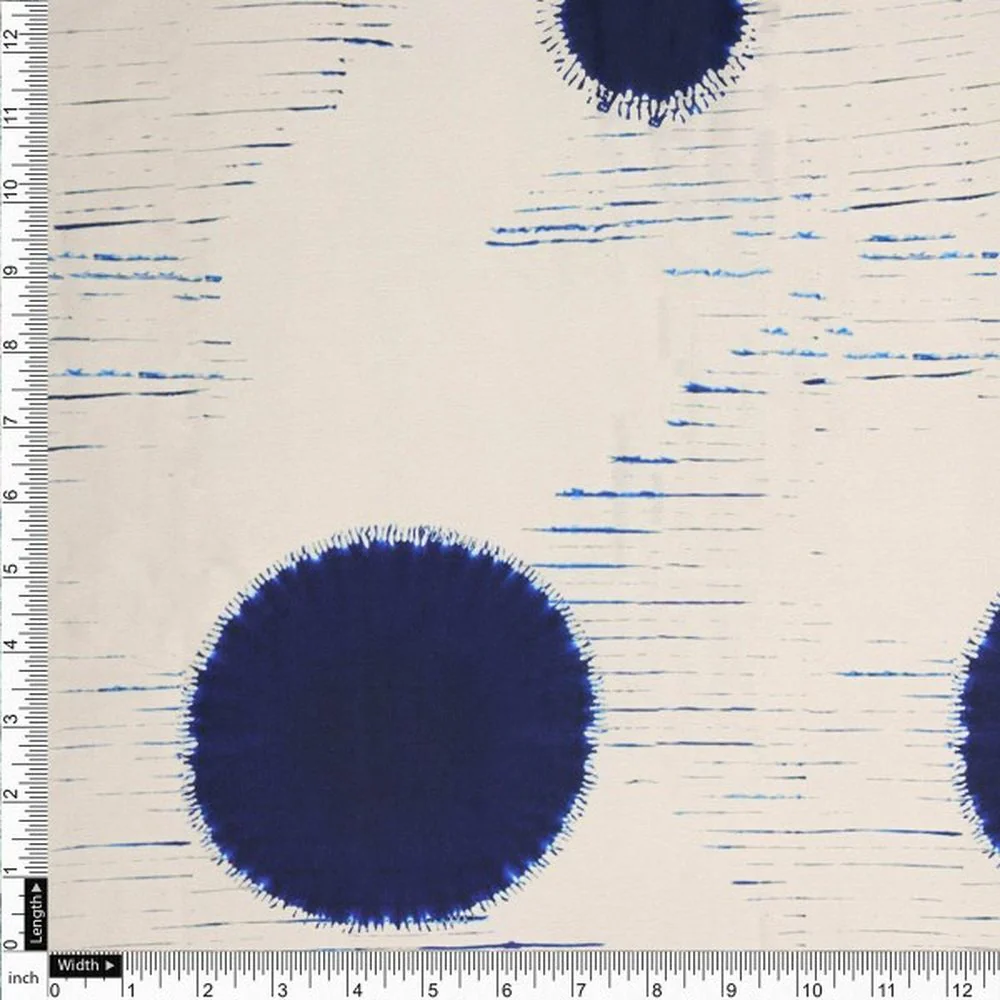 Navy Blue Shibori Dot Print on Lustrous Japan Satin - Image 4