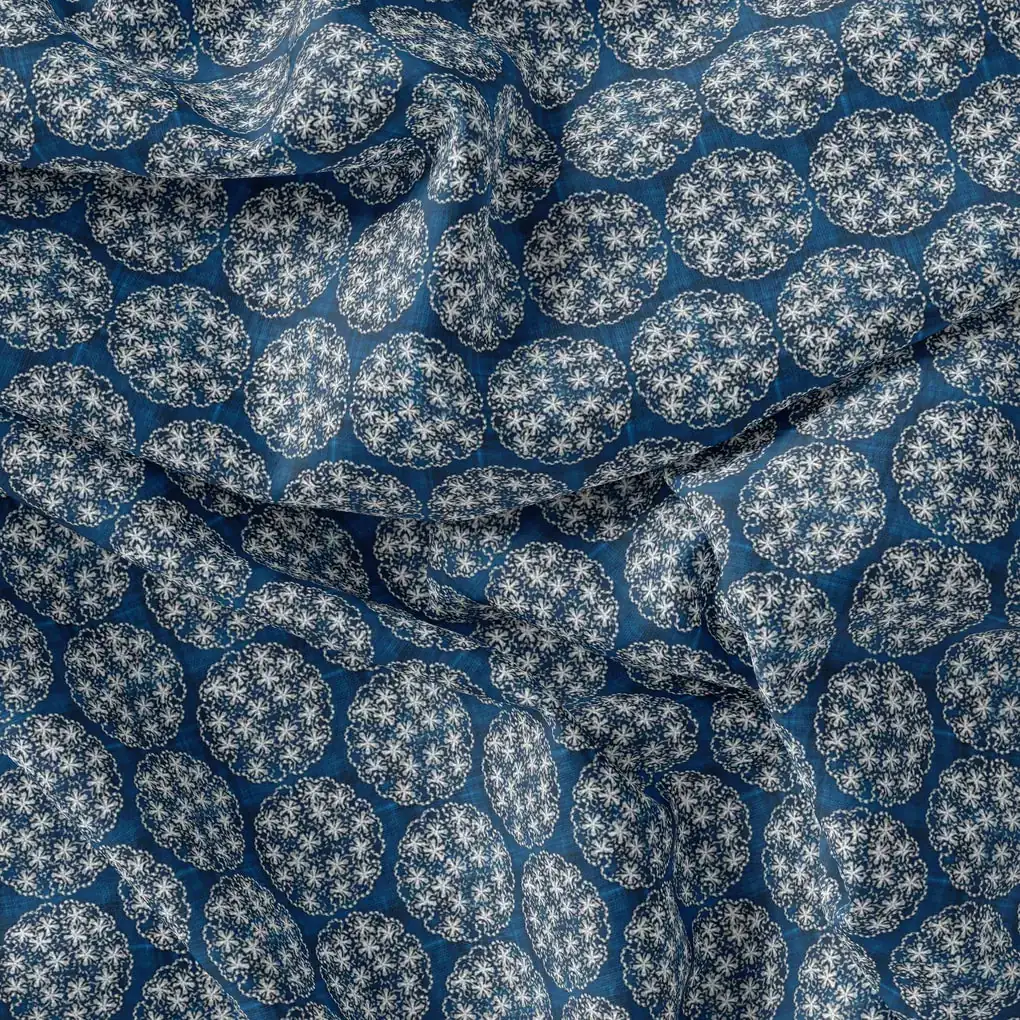 New Multi Round Star Blue Digital Printed Fabric - Image 3