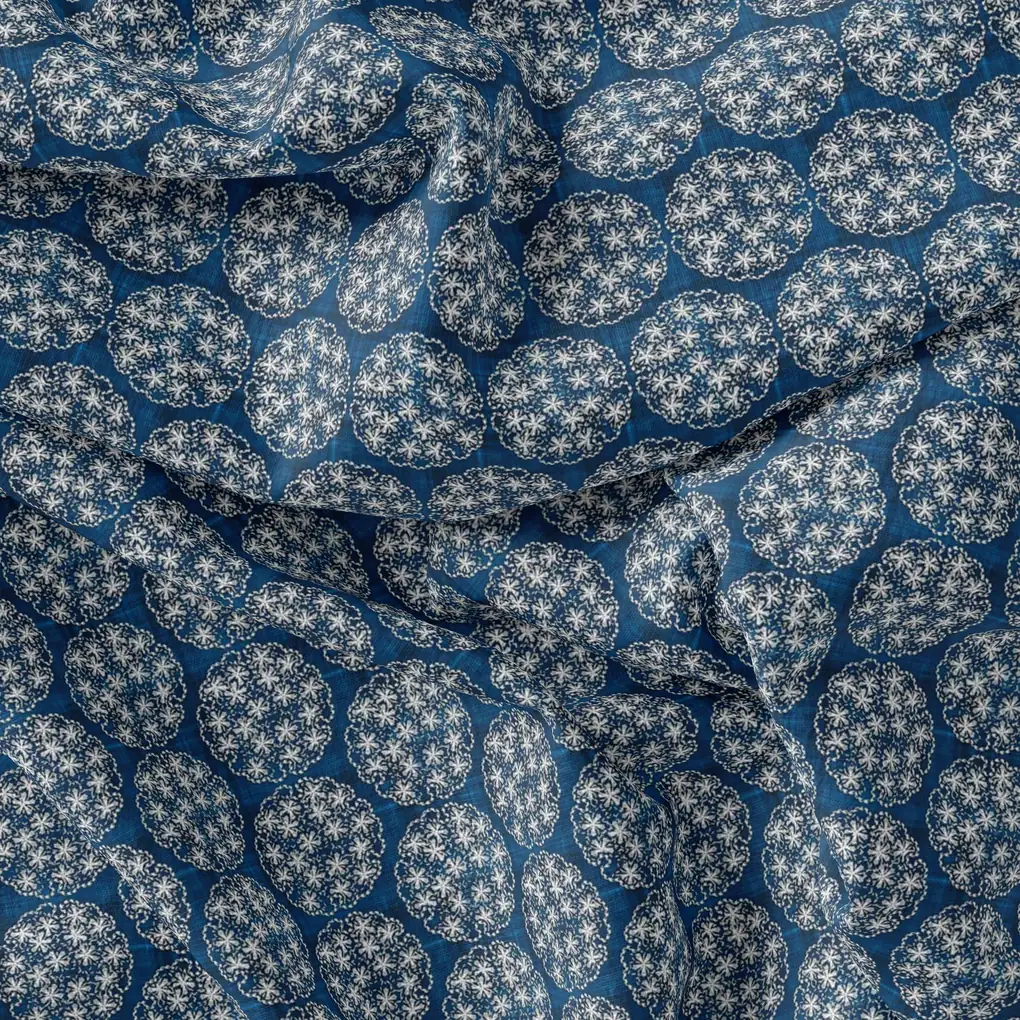New Multi Round Star Blue Digital Printed Fabric - Pure Muslin - Image 3