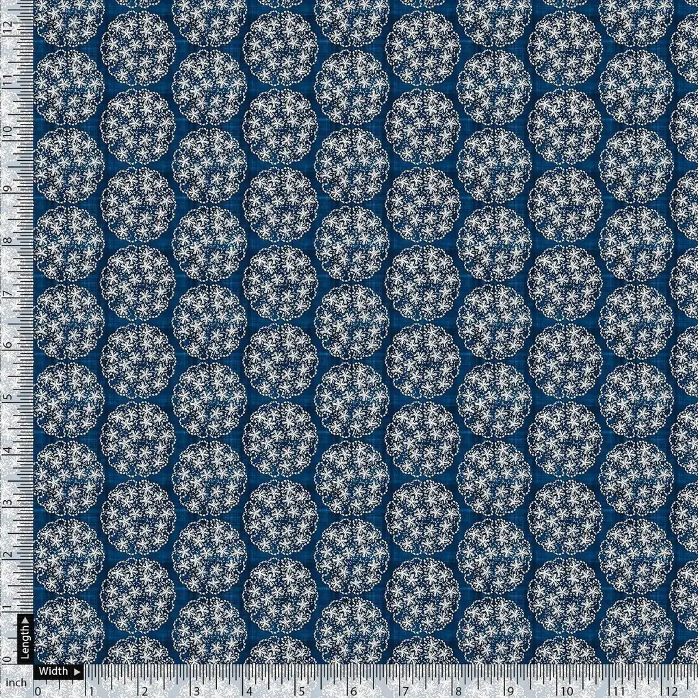 New Multi Round Star Blue Digital Printed Fabric - Pure Muslin - Image 4