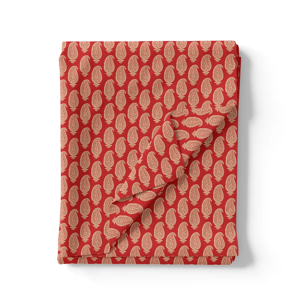 New Seamless Paisley Valiant Poppy Colour Digital Printed Fabric - Image 3