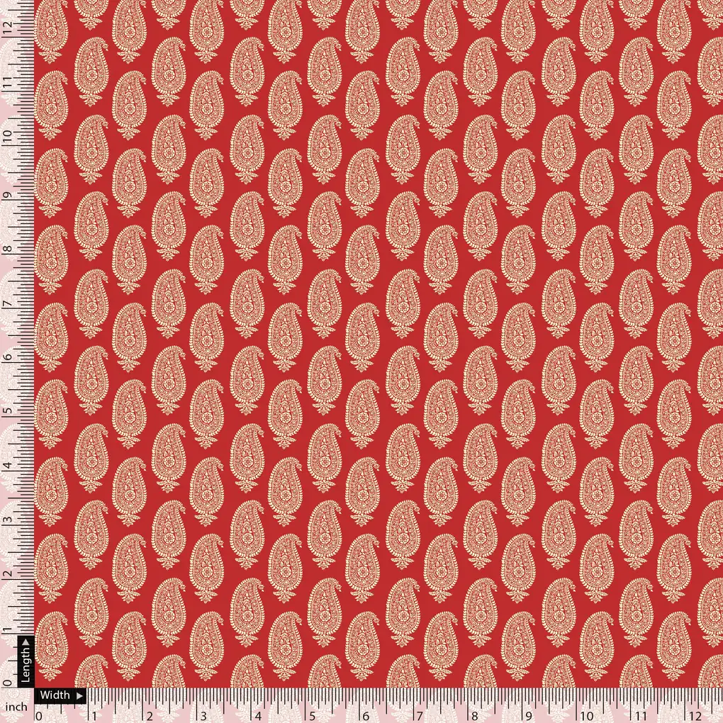 New Seamless Paisley Valiant Poppy Colour Digital Printed Fabric - Image 4