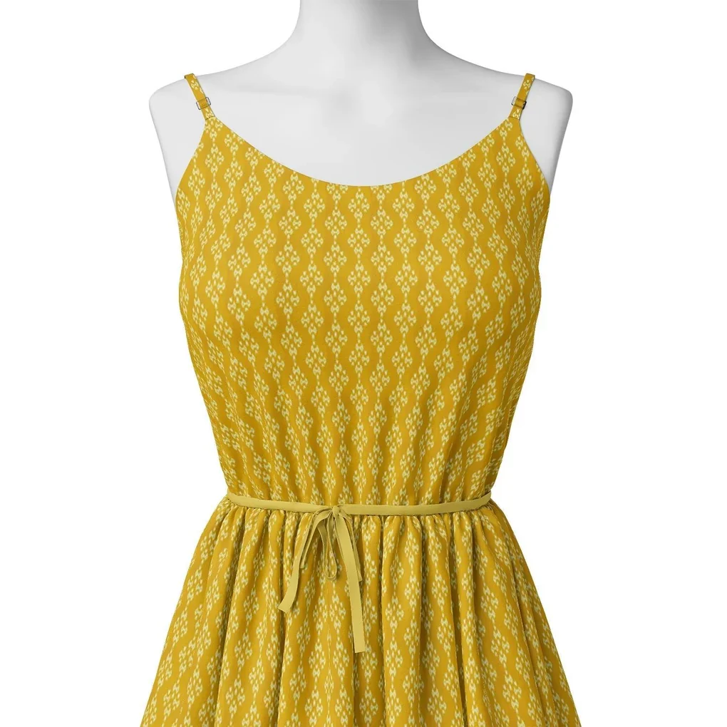 New Yellow Art Houndstooth Digital Printed Fabric - Image 2