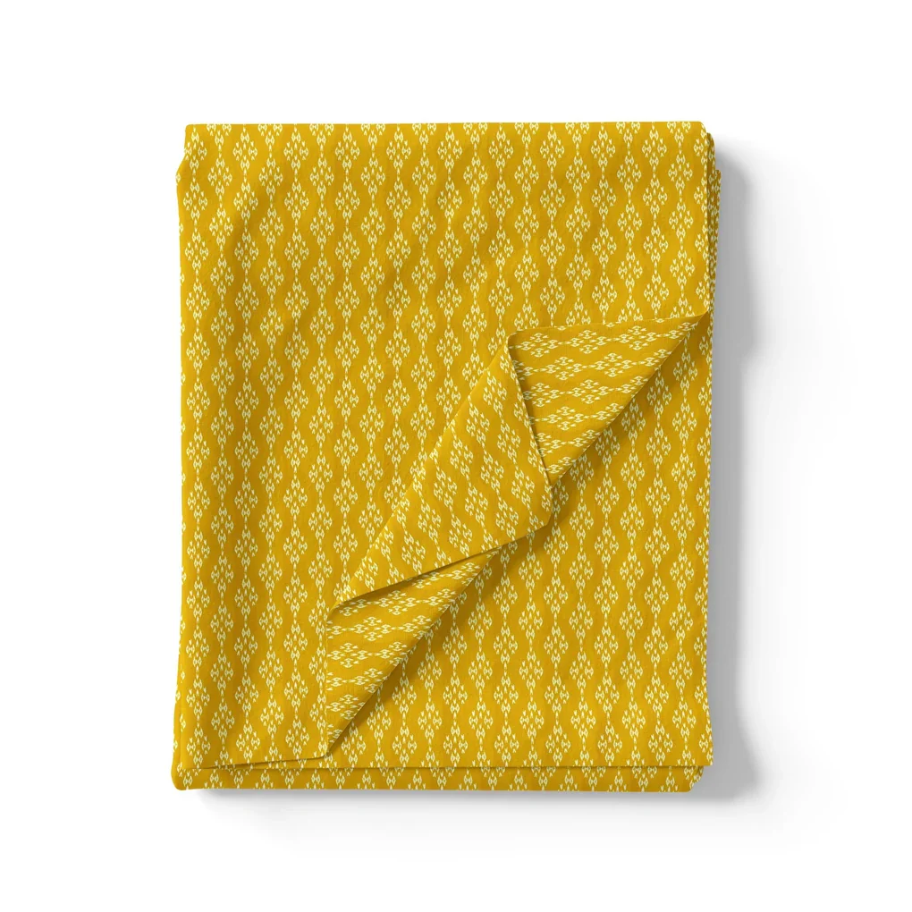 New Yellow Art Houndstooth Digital Printed Fabric - Pure Cotton - Image 3
