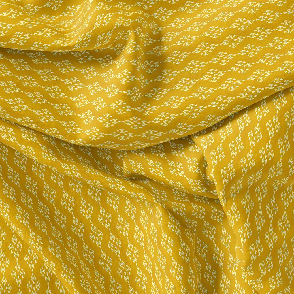 New Yellow Art Houndstooth Digital Printed Fabric - Pure Cotton - Image 4