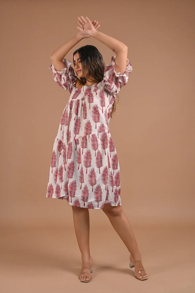 Off-Shoulder Tiered Printed Midi Dress - Image 5
