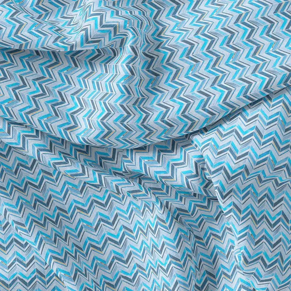 Off White Chevron Pashmina Printed Fabric - Image 4