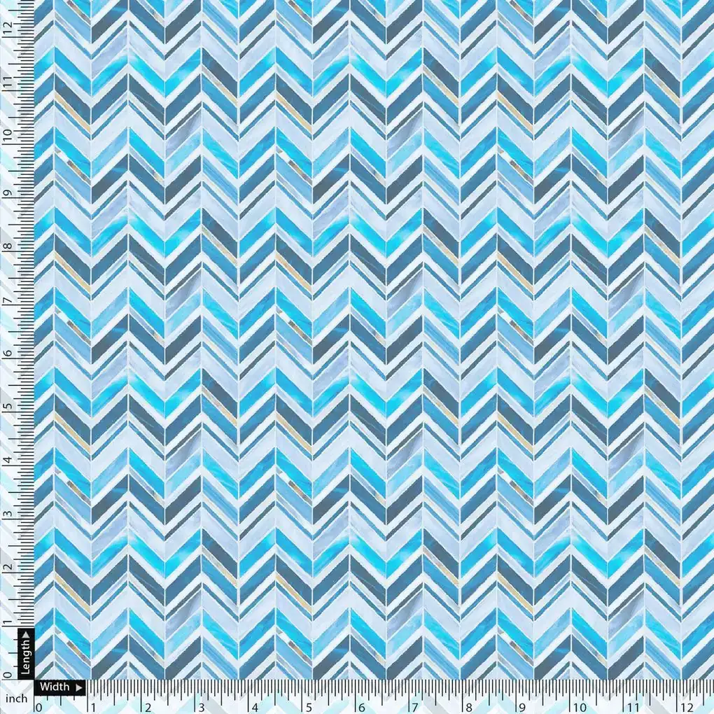 Off White Chevron Pashmina Printed Fabric - Image 5