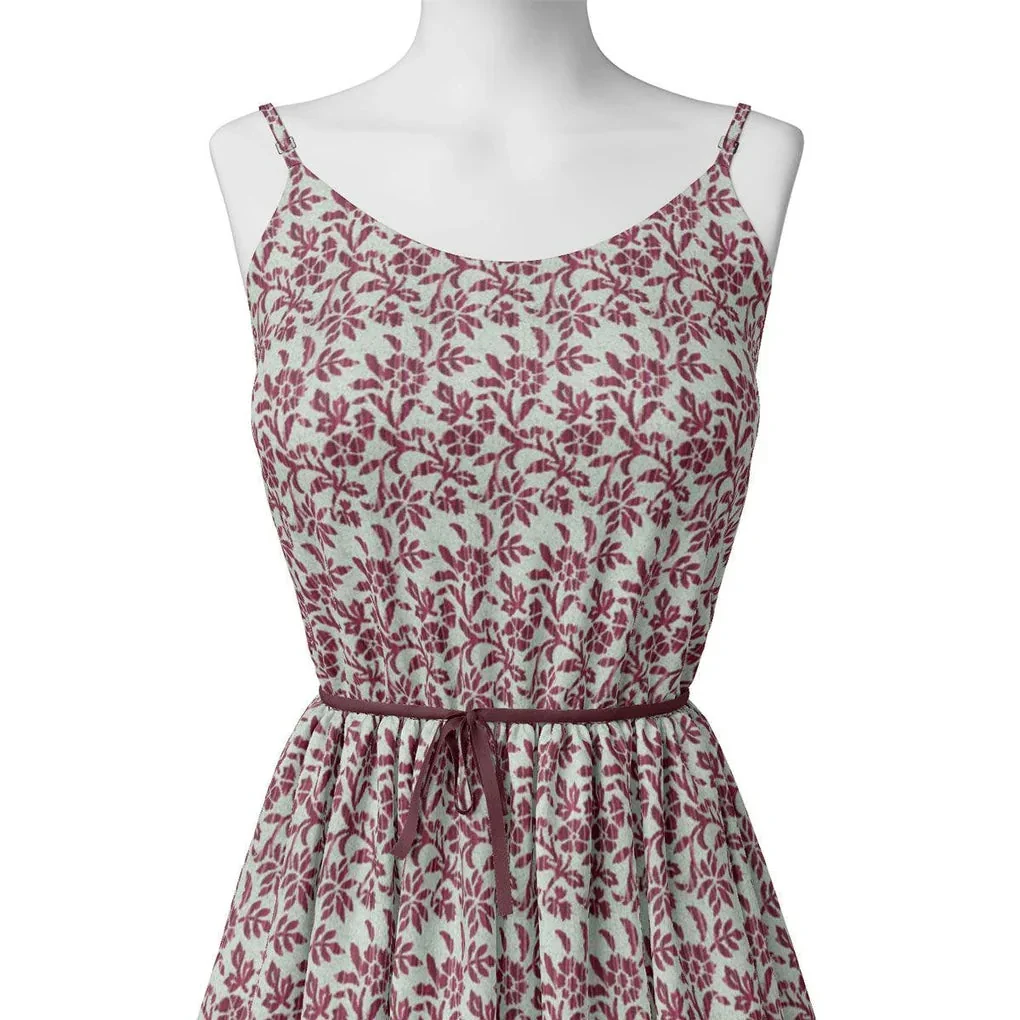 Off White Flower Silk Crepe Printed Fabric - Image 2