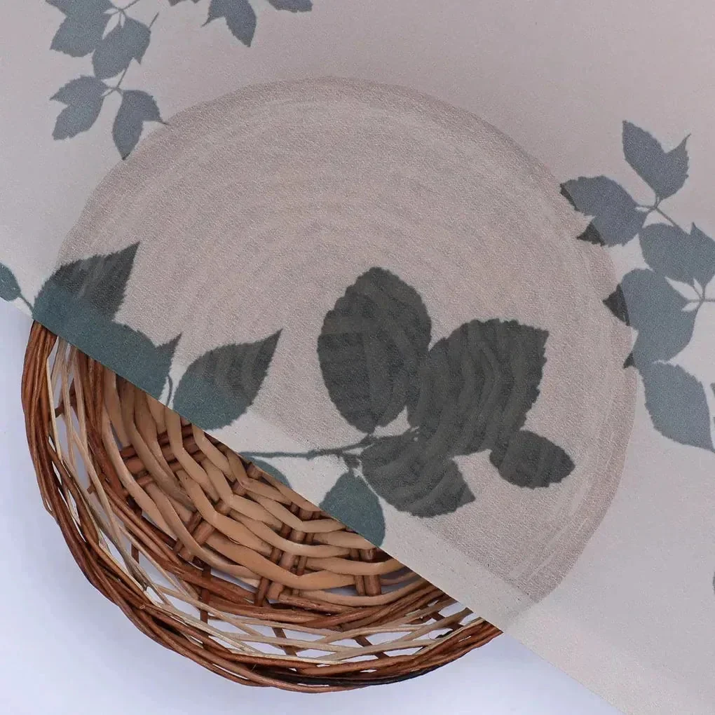 Olive Stalk And Leaves Digital Printed Fabric - Weightless - Image 2