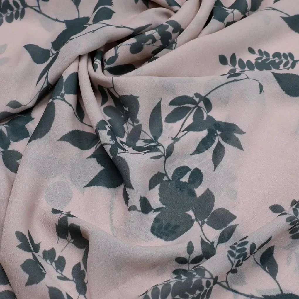 Olive Stalk And Leaves Digital Printed Fabric - Weightless - Image 3