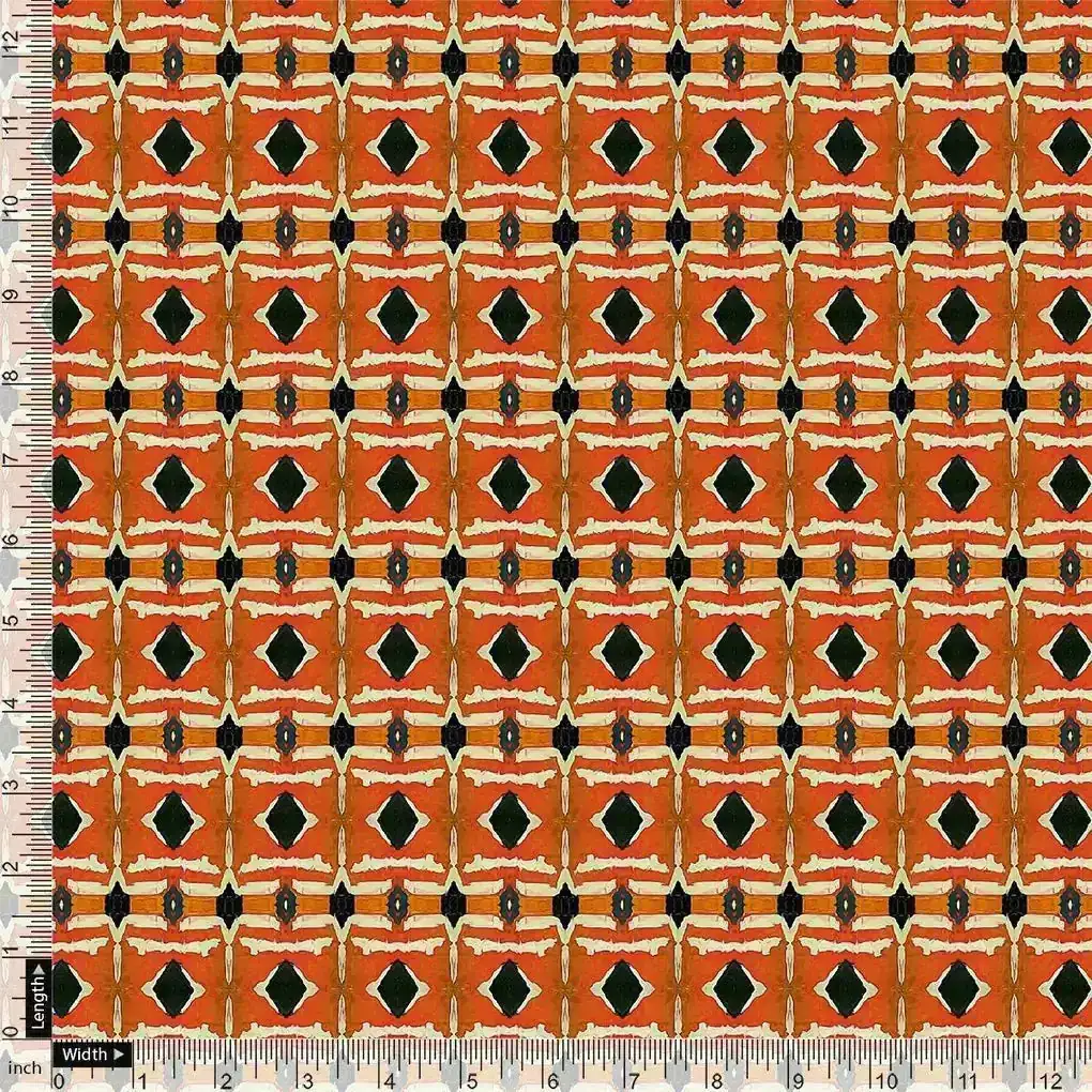 Orange Abstract Repeat Motif Digital Printed Fabric - Pure Georgette - Image 4