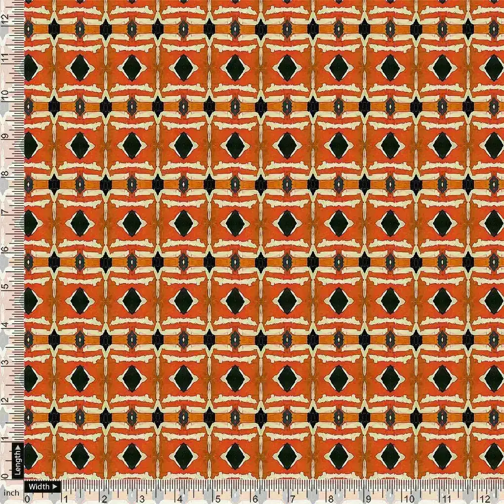 Orange Abstract Repeat Motif Digital Printed Fabric - Weightless - Image 4