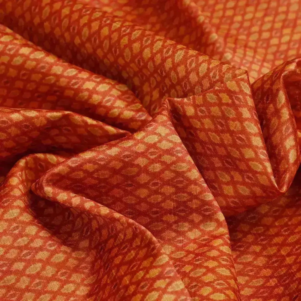 Orange Ajrak Digital Printed Fabrics - Image 3