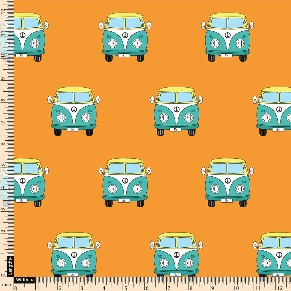Orange and Blue Ven Print Muslin Fabric for Kids - Image 3