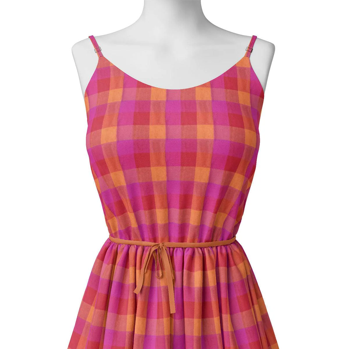Orange Buffalo Check Weightless Printed Fabric - Image 2