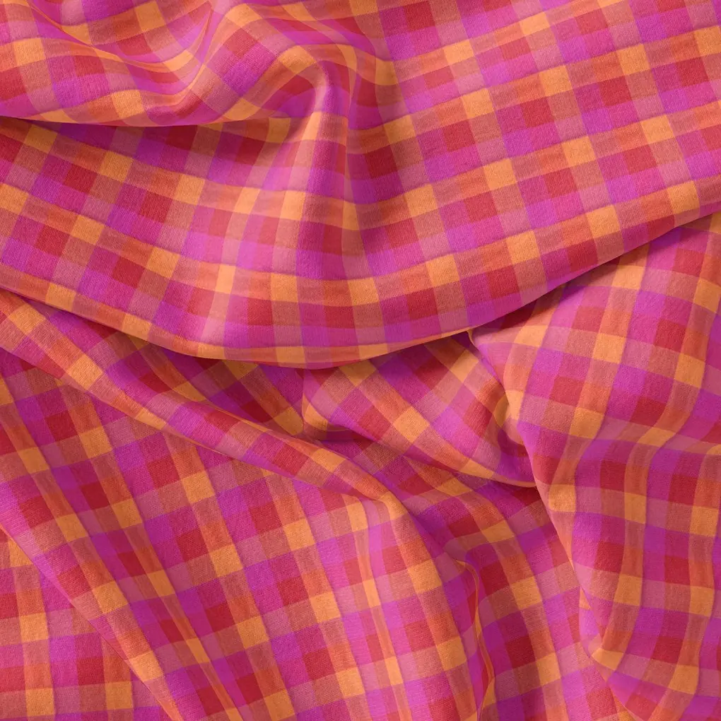 Orange Buffalo Check Weightless Printed Fabric - Image 4