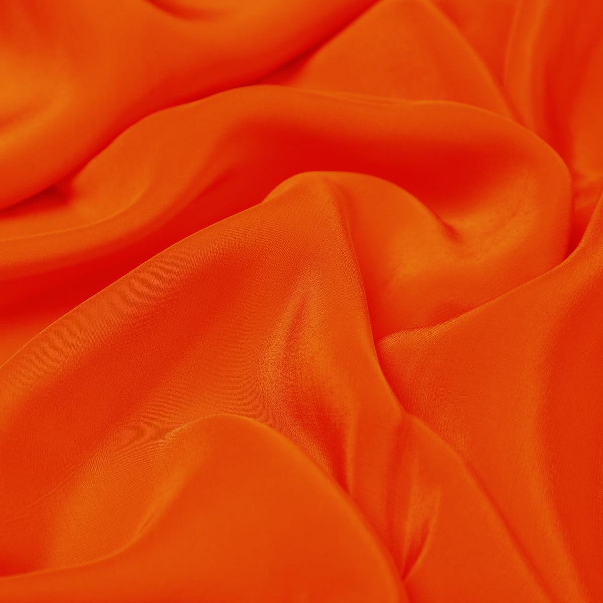 Orange Colour Natural Crepe Plain Dyed Fabric - Image 3