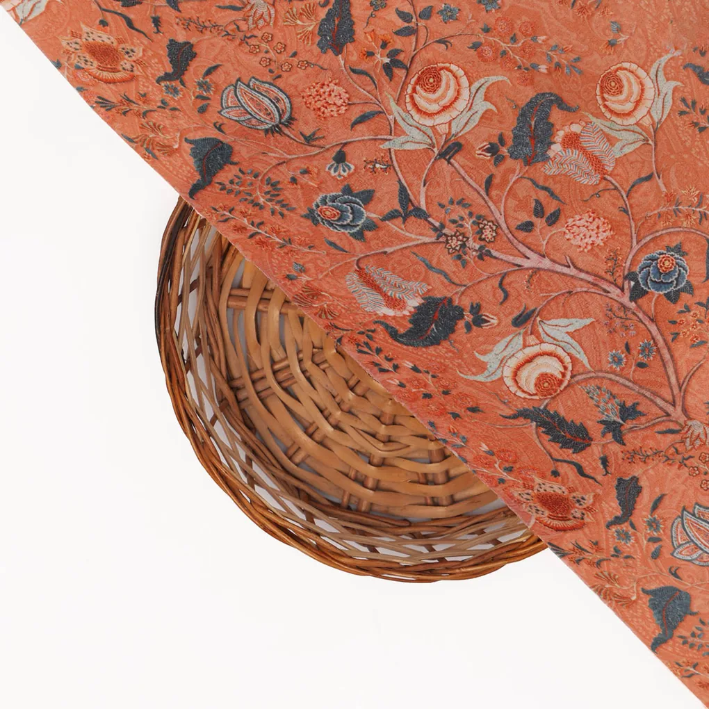 Orange Floral Crepe Fabric - Image 3