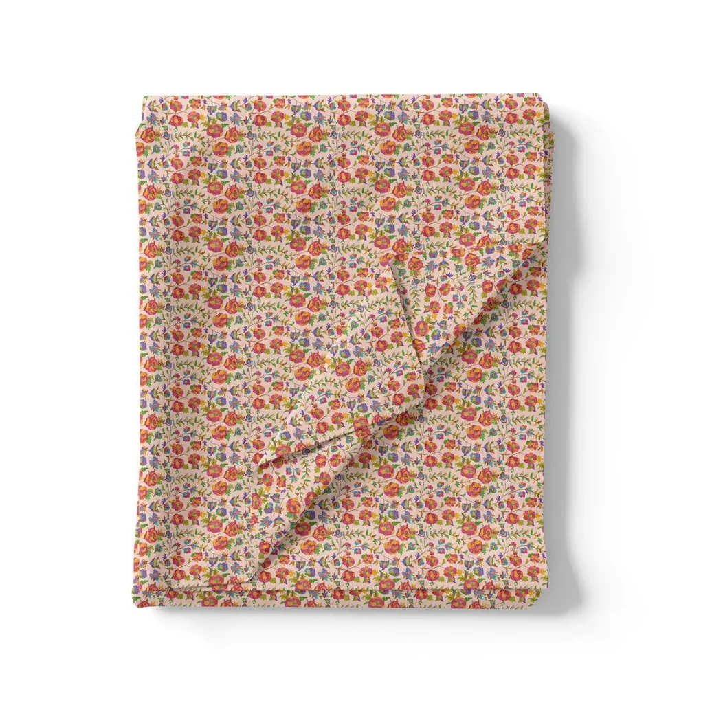 Orange Flower Pashmina Printed Fabric - Image 3