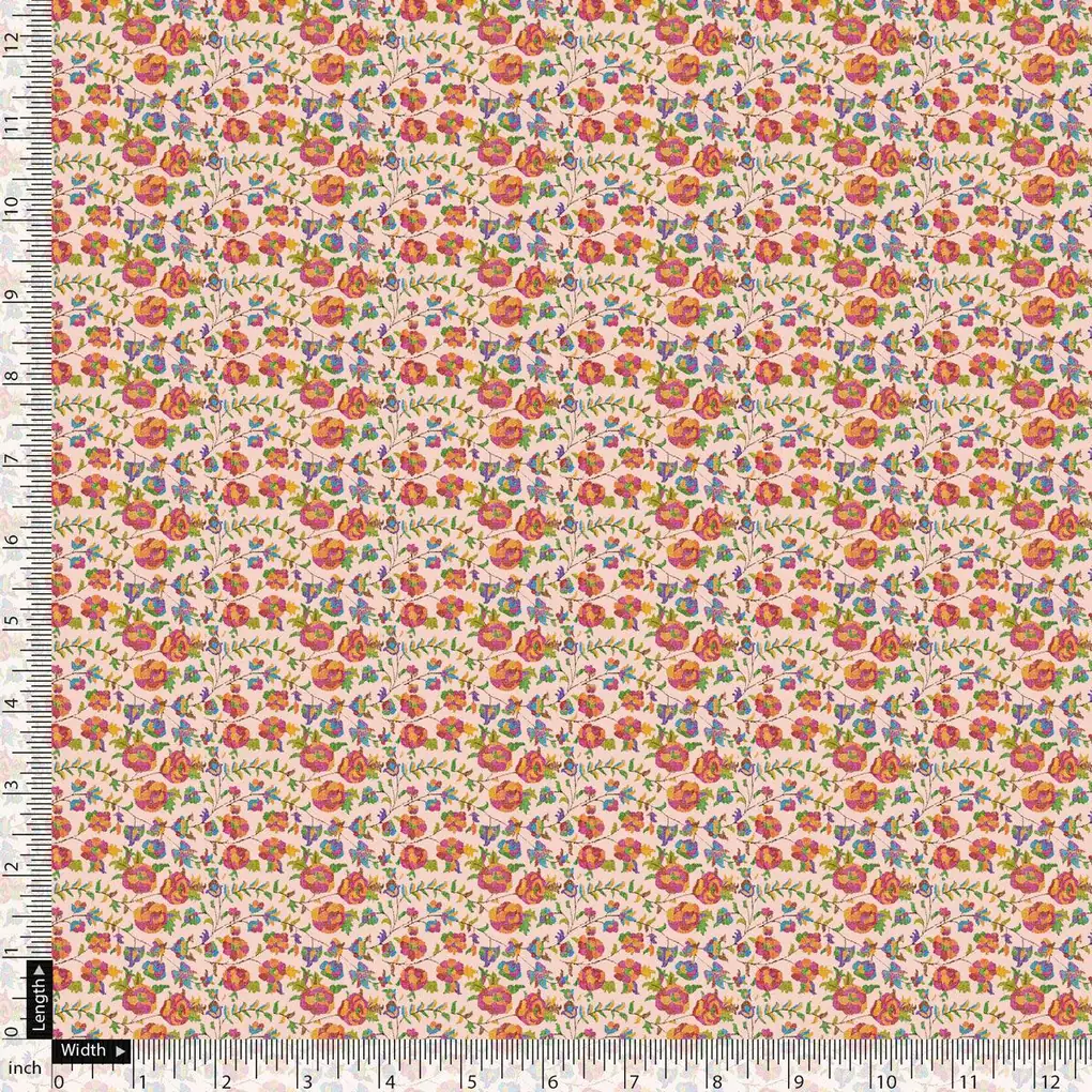 Orange Flower Pashmina Printed Fabric - Image 5