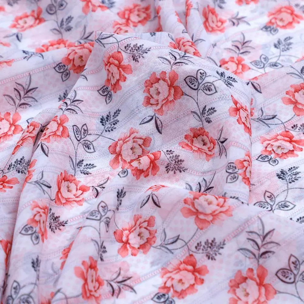 Orange Flower Weightless Printed Fabric - Image 3