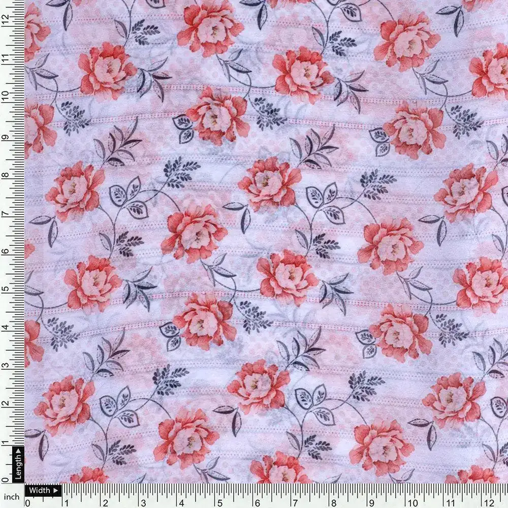 Orange Flower Weightless Printed Fabric - Image 4