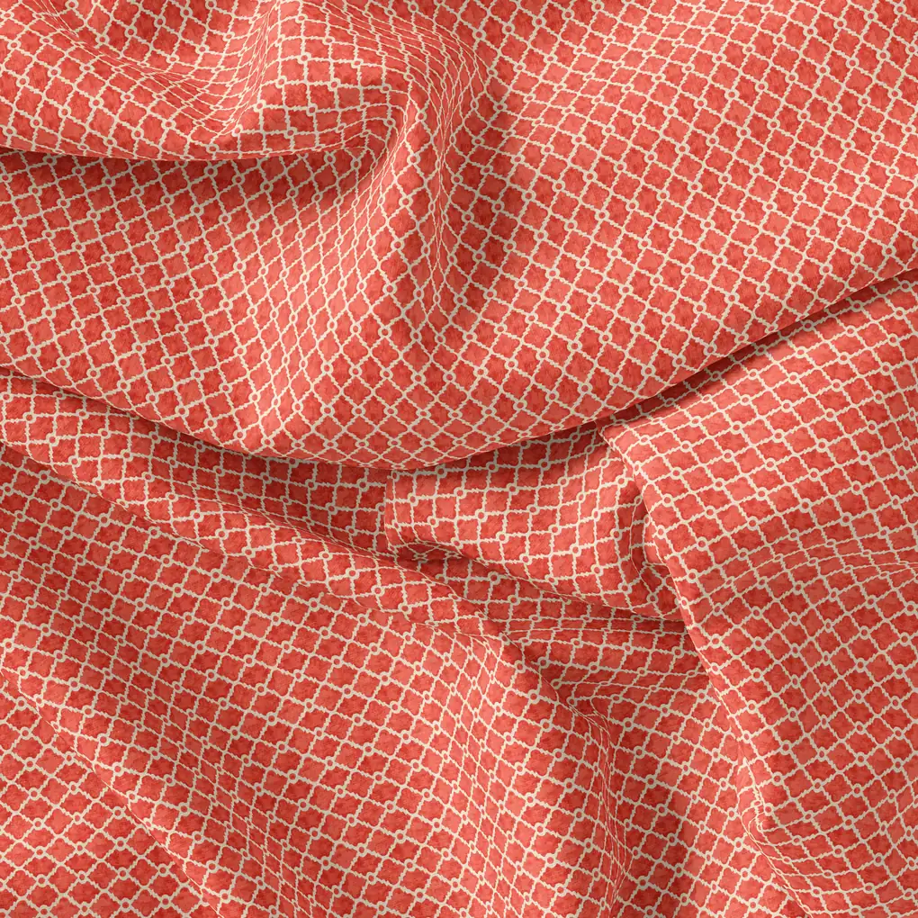 Orange Repeat Rhombus Lattice Digital Printed Fabric - Image 4