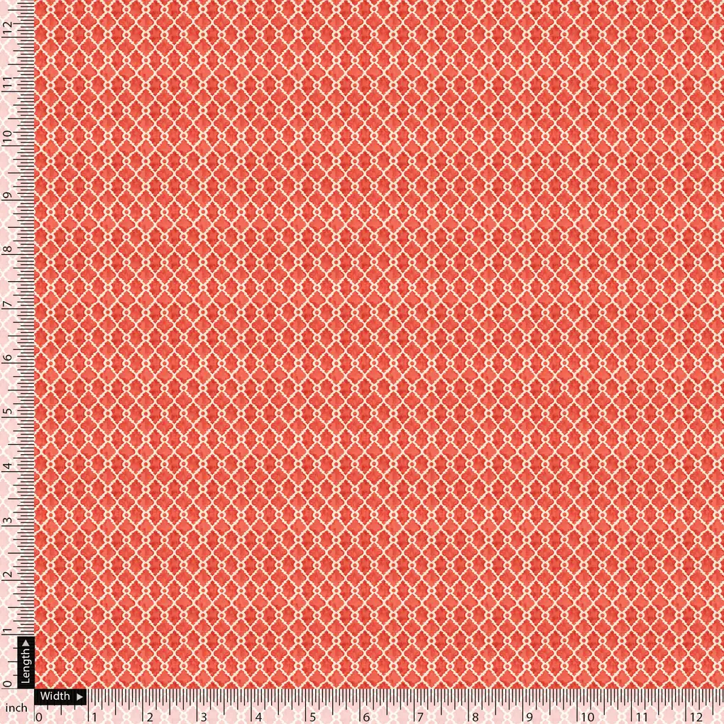 Orange Repeat Rhombus Lattice Digital Printed Fabric - Image 5