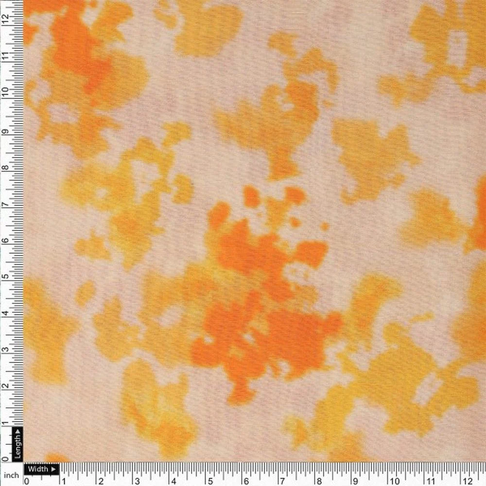 Orange & Yellow Tie-Dye Abstract Muslin Fabric - Image 4