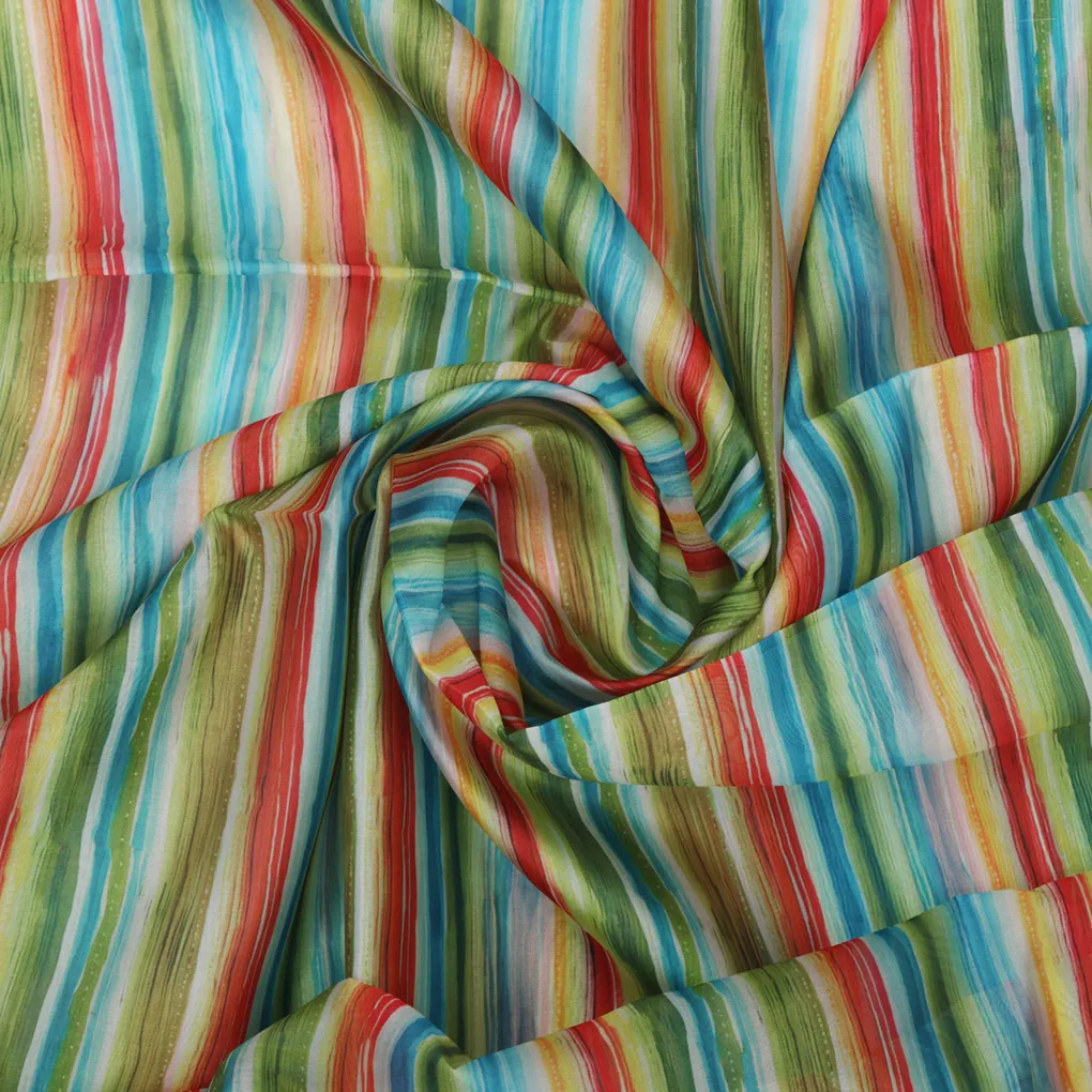 Organza Fabric Material with Multicolor Stripes - Image 3
