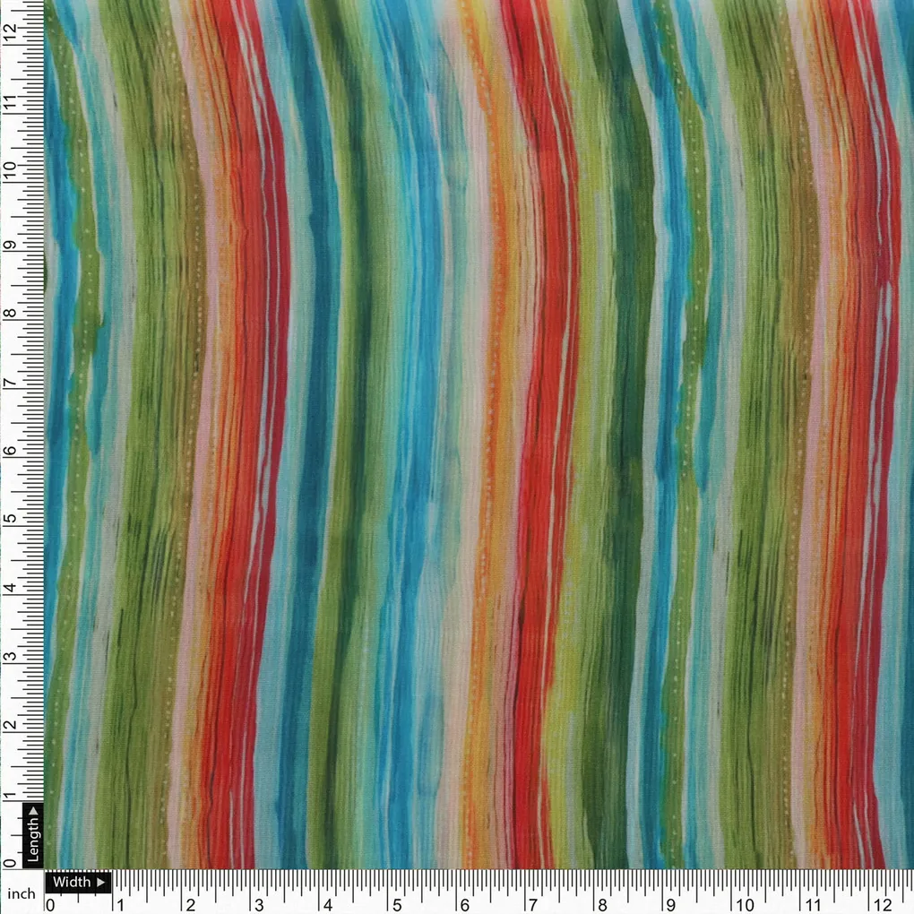 Organza Fabric Material with Multicolor Stripes - Image 4