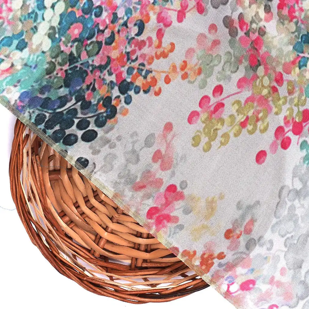 Painted Barries Digital Printed Fabric - Upada Silk - Image 2