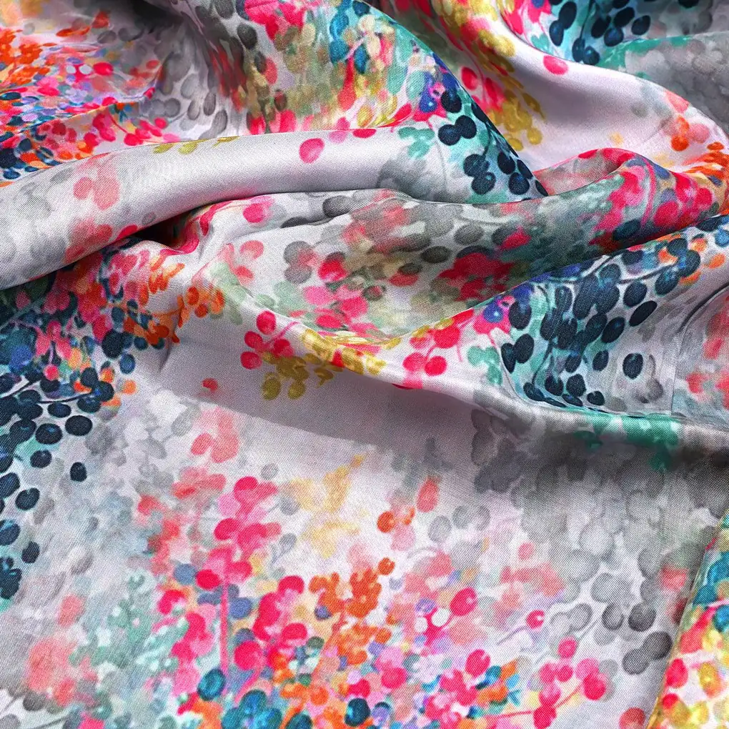 Painted Barries Digital Printed Fabric - Upada Silk - Image 3