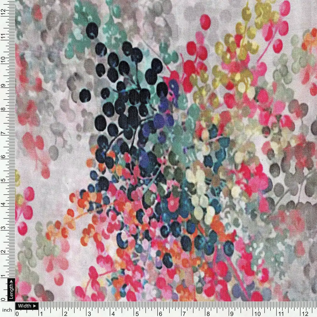 Painted Barries Digital Printed Fabric - Upada Silk - Image 4