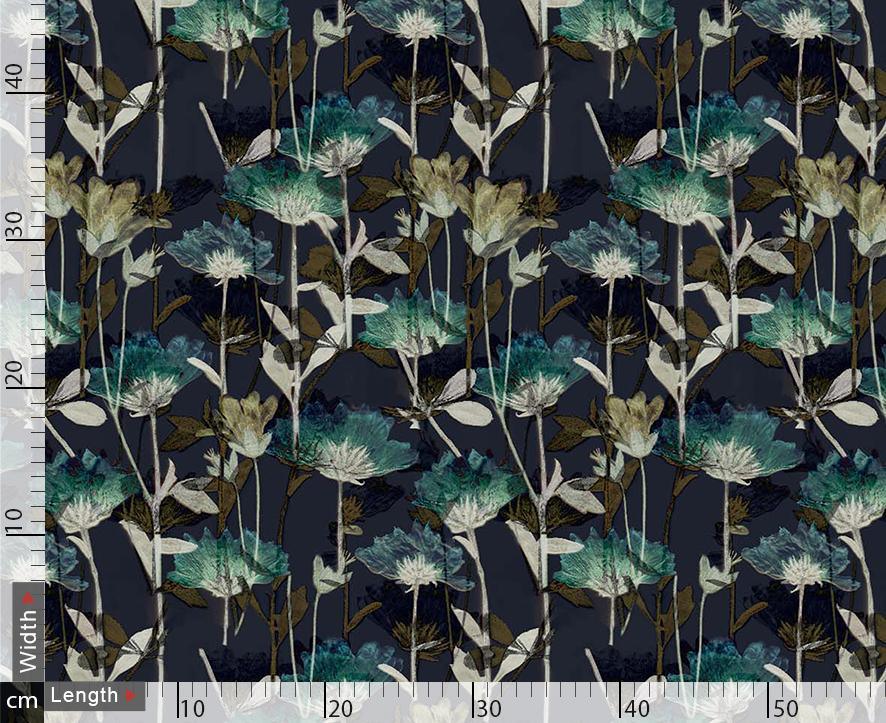 Painted Flower Strip Digital Printed Fabric - Image 3