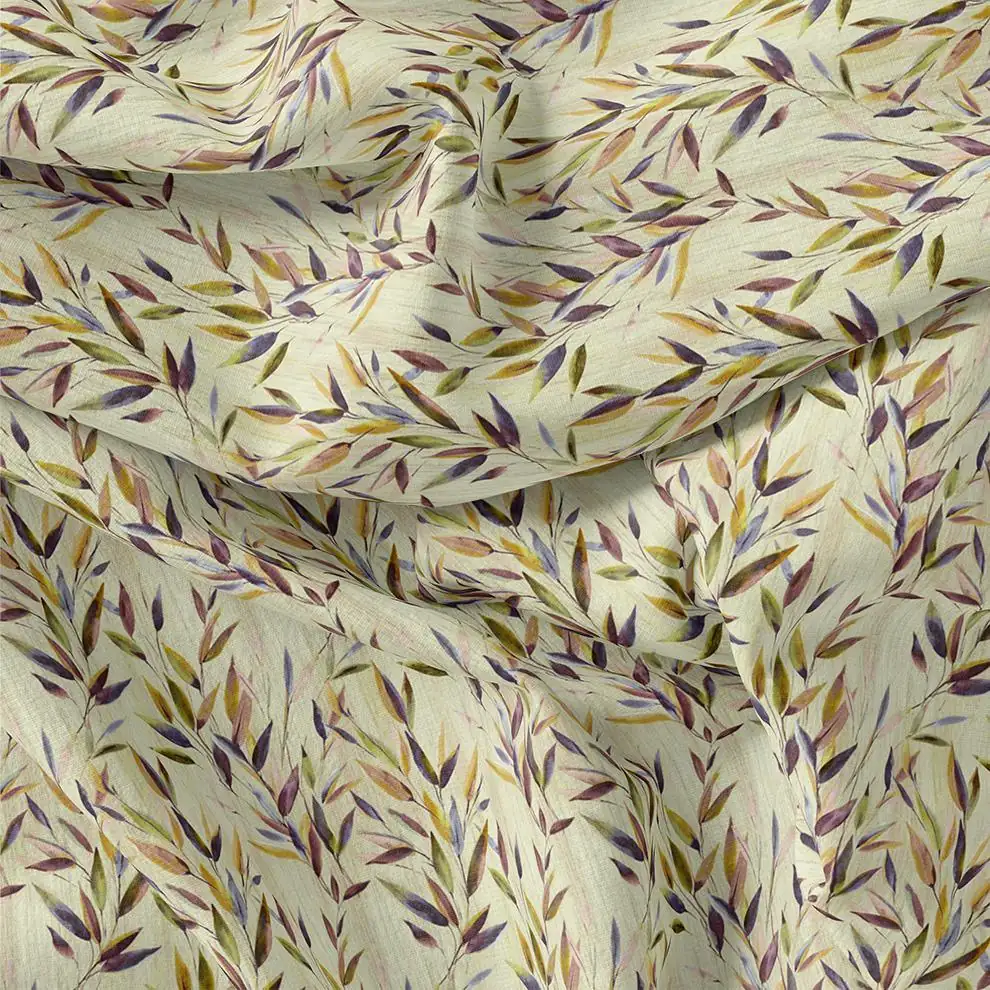Painted Leaves Allover Digital Printed Fabric - Image 3