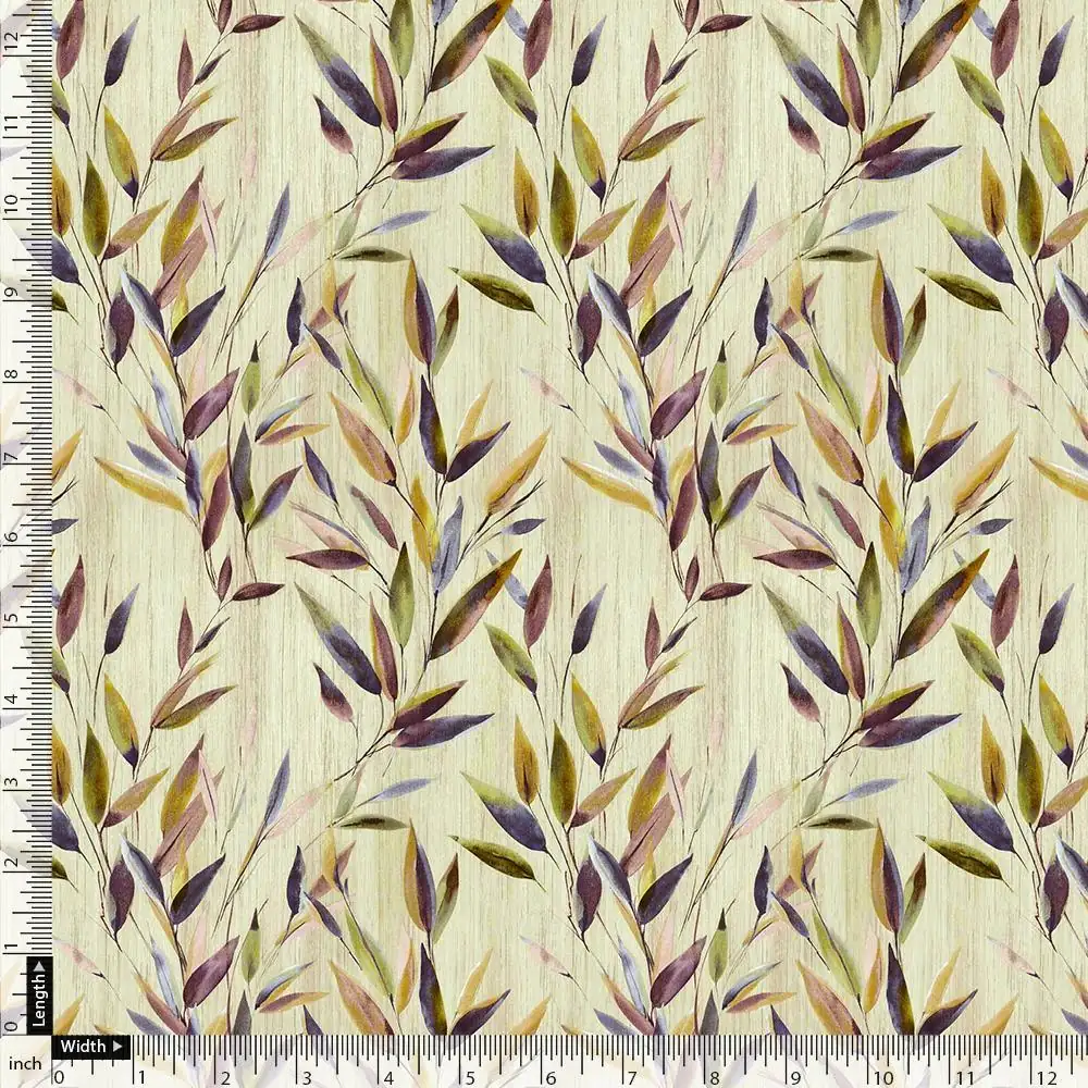 Painted Leaves Allover Digital Printed Fabric - Image 4
