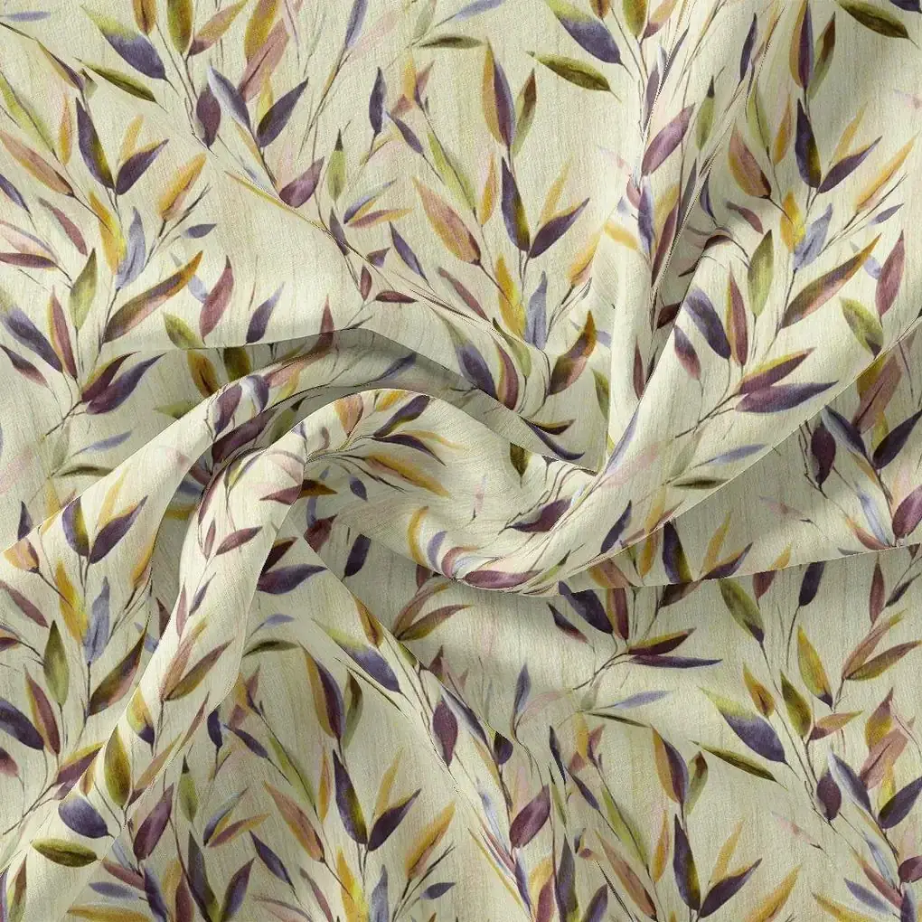 Painted Leaves Allover Digital Printed Fabric  - Pure Cotton - Image 3