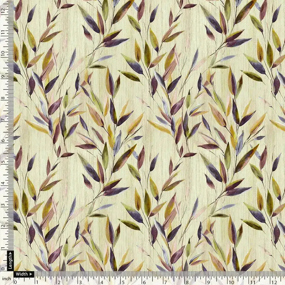 Painted Leaves Allover Digital Printed Fabric  - Pure Cotton - Image 4
