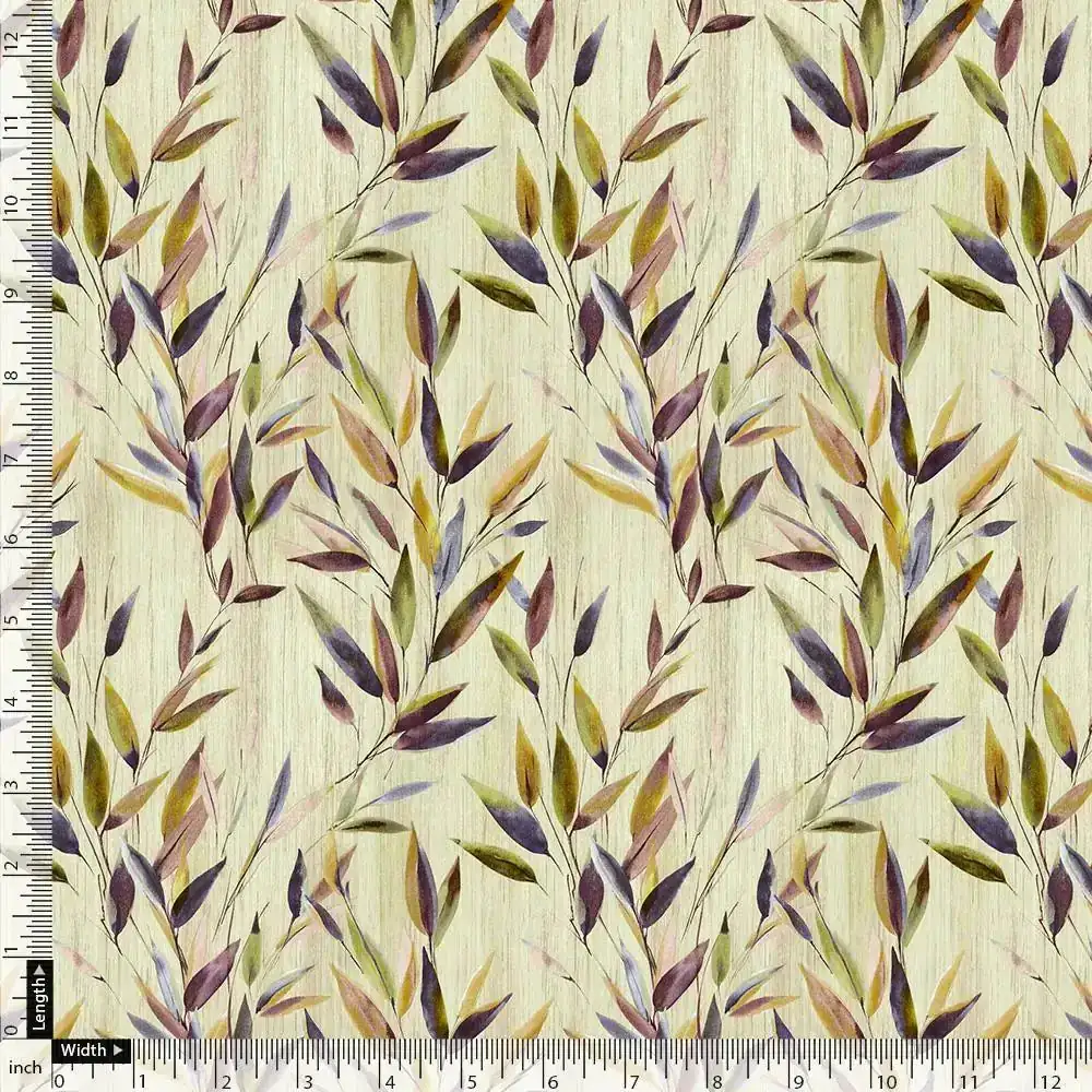 Painted Leaves Allover Digital Printed Fabric  - Pure Georgette - Image 4